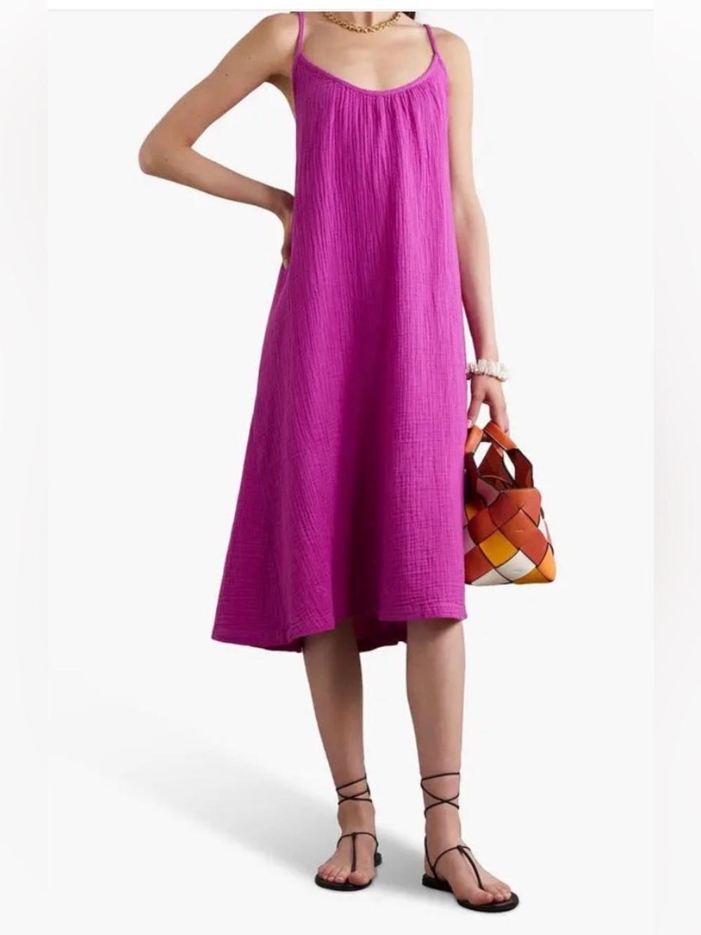 NWT Honorine Simone Cotton Gauze Coverup Petunia Size S‎ Criss Cross Back 1